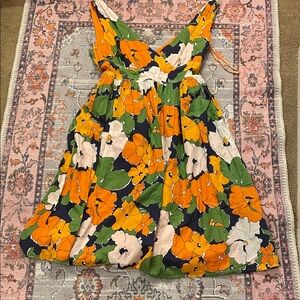 Floral Women’s Dress - Orange, Green, White